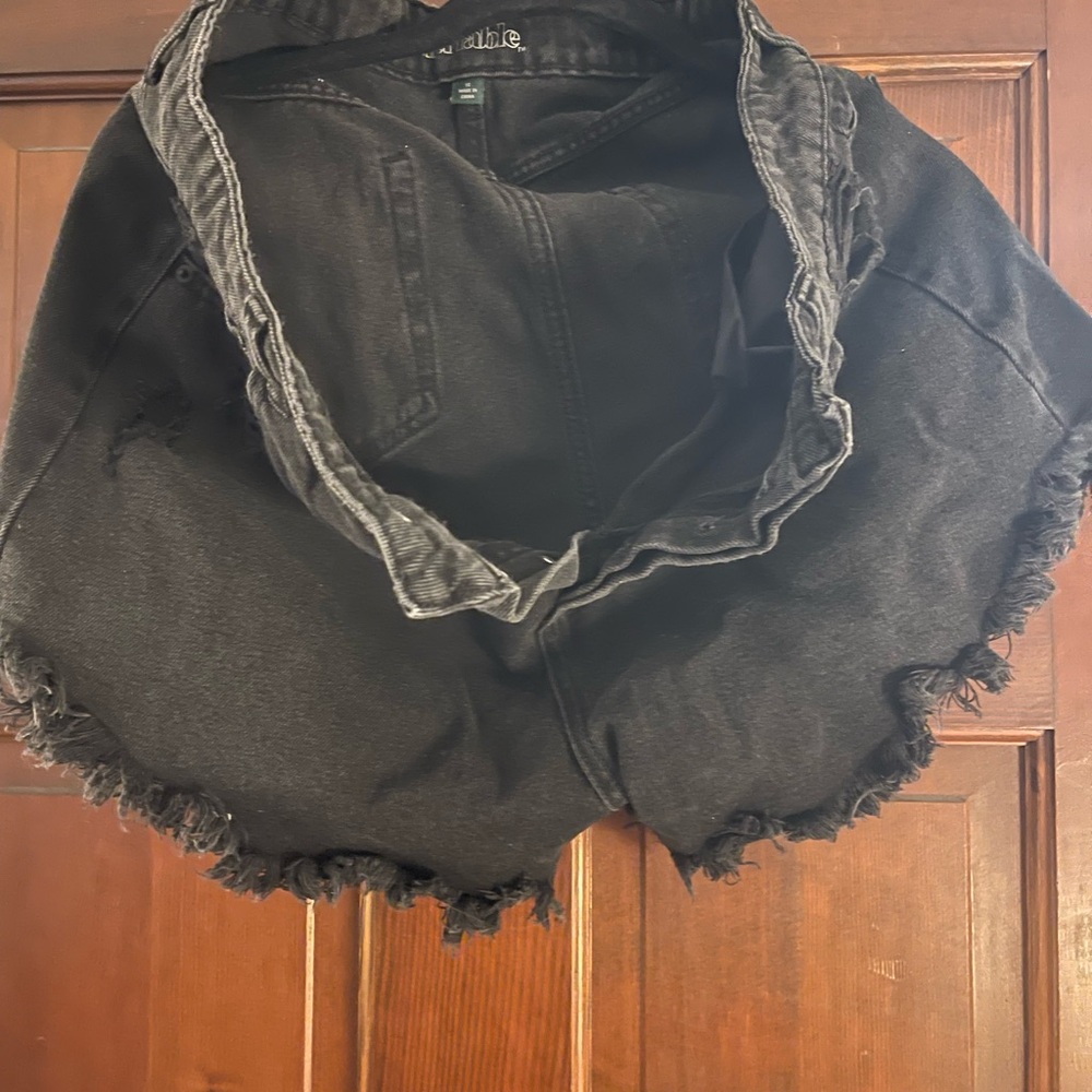 Wild Fable Black Denim Frayed Shorts